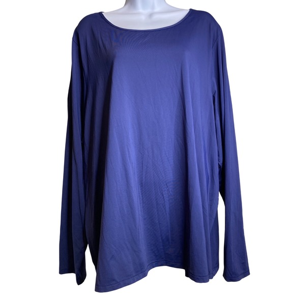 Lands End Women's Long Sleeve Blue Top Size 3X Stretchy Lagenlook Casual Basics - Picture 1 of 11